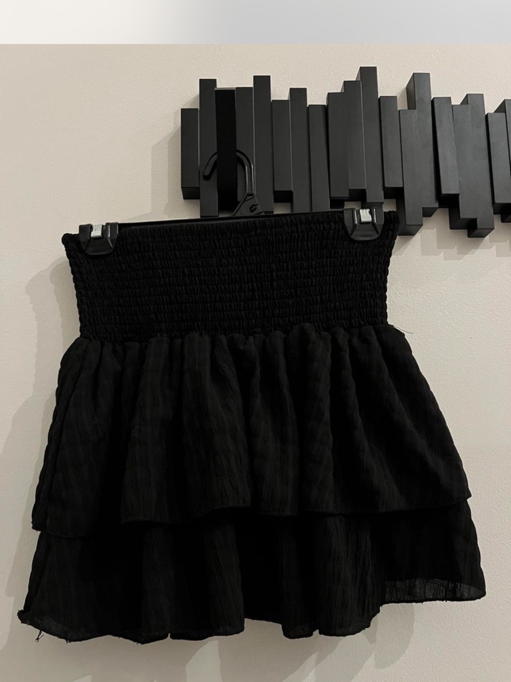 SHEIN Black Smocked Tiered Mini Skirt